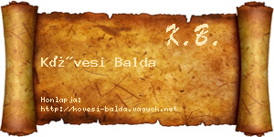 Kövesi Balda névjegykártya